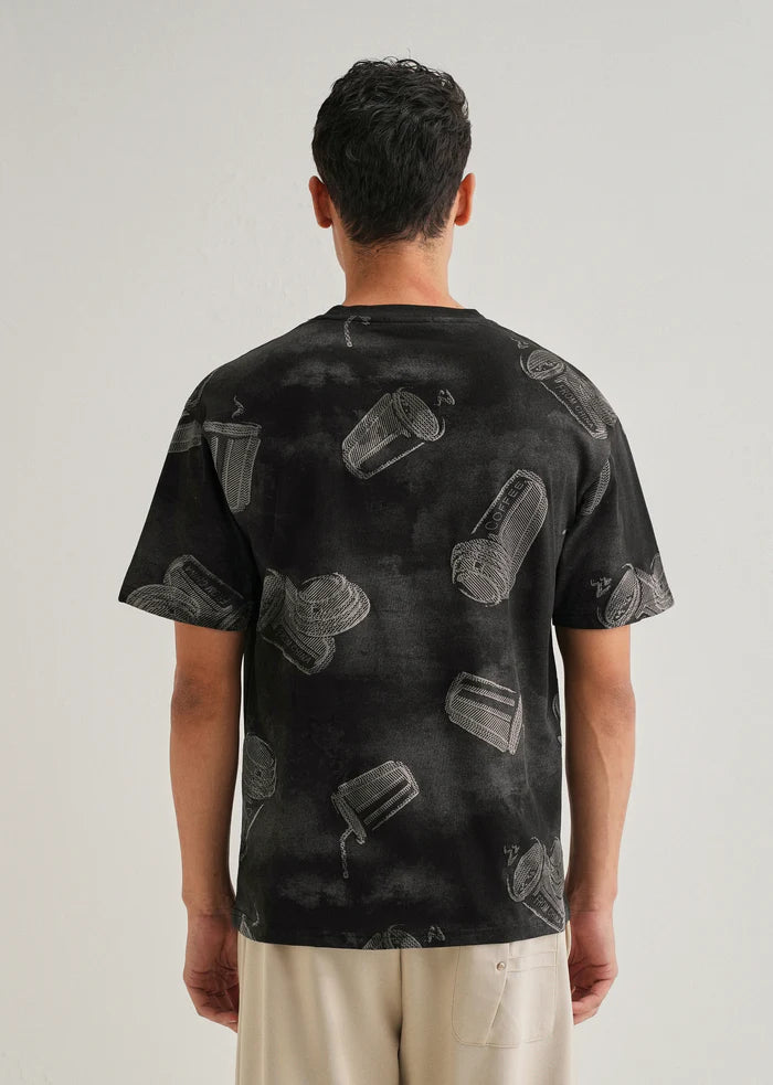 Ebony Black Printed Oversized T-shirt