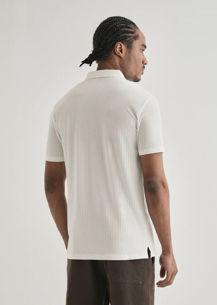 White Polo Collar Printed Seamless T-shirt